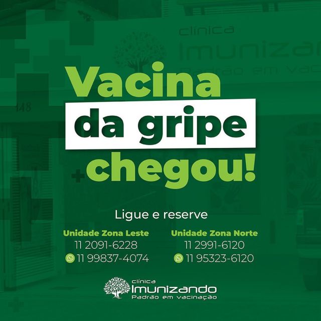 Atenção, pessoal! A vacina contra a gripe já chegou em nossas unidades, reserve um horário e venha se imunizar. Lembrando que a vacina pode ser aplicada em pessoas de todas as idades, a partir dos 6 meses de vida, inclusive gestantes e puérperas. 
Esperamos por você e toda a sua família, aproveite e já compartilhe esse post com todos os seus amigos!